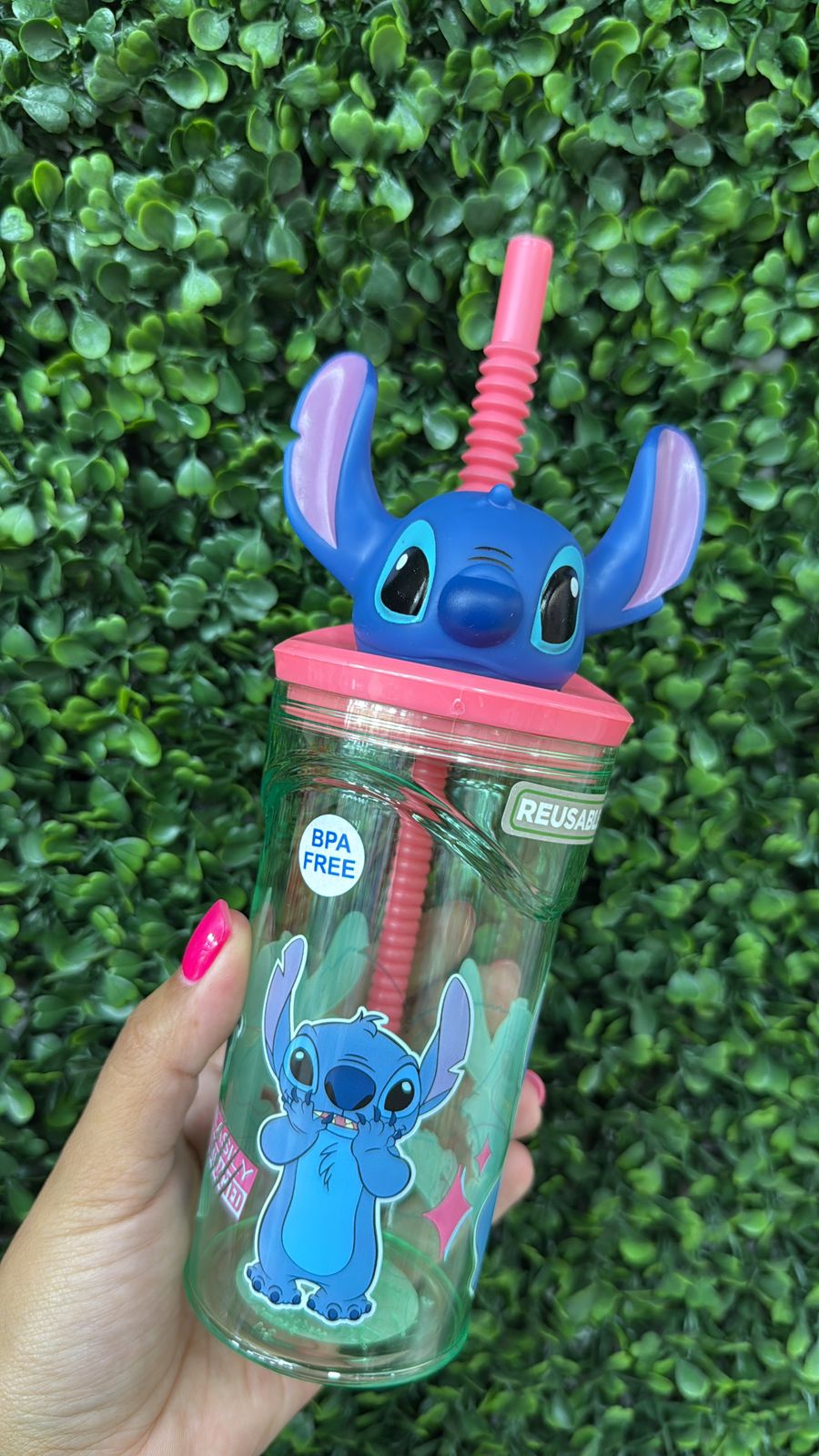 Botella de stitch con bombilla