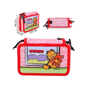 Estuche Rosado Doble Cierre Garfield 20x13cm